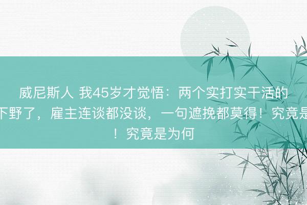 威尼斯人 我45岁才觉悟：两个实打实干活的同事下野了，雇主连谈都没谈，一句遮挽都莫得！究竟是为何