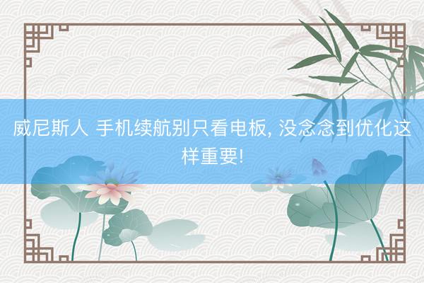威尼斯人 手机续航别只看电板， 没念念到优化这样重要!