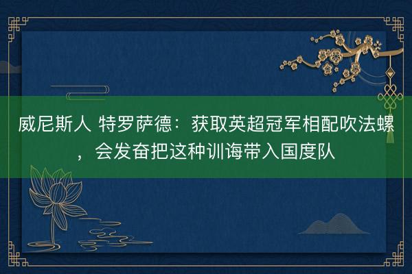 威尼斯人 特罗萨德：获取英超冠军相配吹法螺，会发奋把这种训诲带入国度队