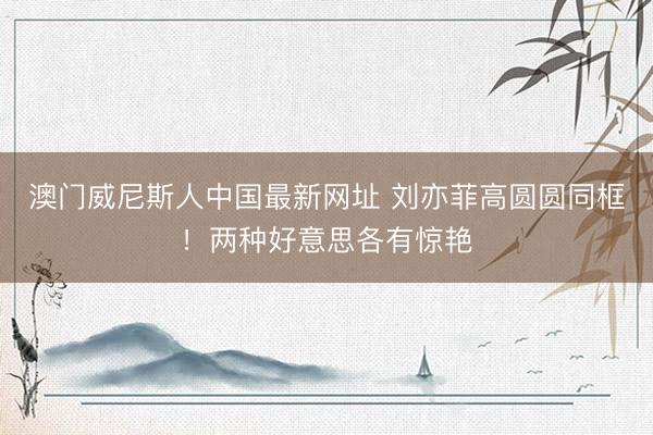 澳门威尼斯人中国最新网址 刘亦菲高圆圆同框！两种好意思各有惊艳