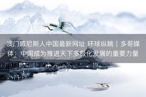 澳门威尼斯人中国最新网址 环球纵眺|多哥媒体:中国成为推进天下多极化发展的重要力量