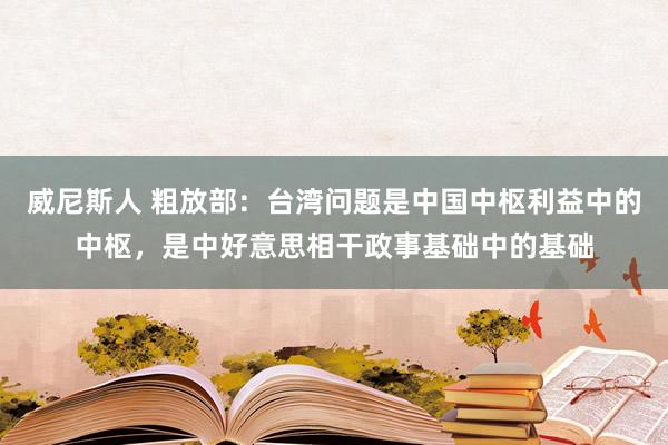 威尼斯人 粗放部：台湾问题是中国中枢利益中的中枢，是中好意思相干政事基础中的基础